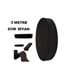 Lastik Siyah 5cm geniş bel 3mt  Şort, Paça,kol Ve Don Lastiği 1 Paket 3 Mt