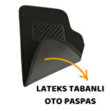 Beylini Oto Paspas Halı Kaymaz Taban Yıkanabilir Silinebilir Universal Tüm Araç ve Modellere Uyumlu Lüks Siyah Lateks Taban 4 Parça Siyah