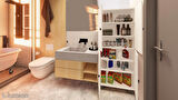 ZerkaConcept Firan Mdf 6 Raflı Çok Amaçlı Mutfak Banyo Ayakkabılık Dolabı 70cm