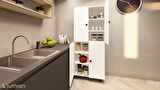 ZerkaConcept Lier %100 Mdf 6 Raflı Çok Amaçlı Mutfak Banyo Ayakkabılık Dolabı 50 Cm