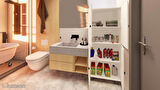 ZerkaConcept Mut Mdf 4 Raflı Çok Amaçlı Mutfak Banyo Ayakkabılık Dolabı 50cm