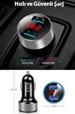 Çakmaklık Oto Araç Hızlı Şarj Aleti 3.1a Usb Çift Girişli Siyah Led Ekranlı
