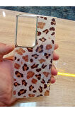 Samsung Galaxy S23 Ultra Leopar Desen Hologramlı Kılıf Darbe Korumalı Kapak