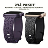 Apple Watch 10 42mm – 6 7 8 9 10 Se Uyumlu 38-40-41mm Leopar Desenli 2'li Silikon Kordon Seti