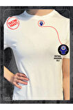 Fatma Ana'nın Eli Desenli Lazer Kesim Beyaz Basic Tshirt