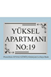 Apartman Kapısı İsimliği 26cm*19cm Aynalı Gümüş Aliminyum Levha