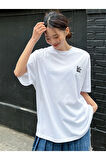 Kadın Life Sırt Baskılı Oversize Bisiklet Yaka T-shirt