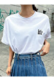 Kadın Life Sırt Baskılı Oversize Bisiklet Yaka T-shirt