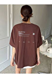 Kadın Life Sırt Baskılı Oversize Bisiklet Yaka T-shirt