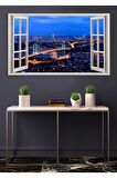Açılır Pencere Görünümlü Istanbul Manzaralı Kanvas Tablo
