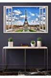 Açılır Pencere Görünümlü Şehir Manzaralı Kanvas Tablo