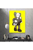 Kaws 2 Mini Kaws Duvar Dekorasyonu Sarı Kanvas Tablo