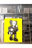 Kaws 2 Mini Kaws Duvar Dekorasyonu Sarı Kanvas Tablo