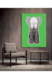 Weeping Kaws Duvar Dekorasyonu Yeşil Kanvas Tablo