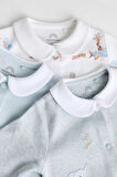 Next Baby %100 Pamuklu Mavi Bebe Yaka Fil Desenli 3' lü Tulum Set