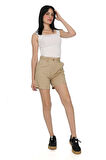 Slim Fit Duble Paça Gabardin Şort %100 Pamuk