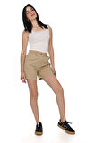 Slim Fit Duble Paça Gabardin Şort %100 Pamuk