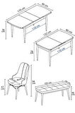 Loft Beyaz 80x132 Açılabilir Mdf Masa Yemek Odası Takımı, Mutfak Takımı 4 Sandalye, 1 Bench
