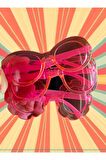 Üç Adet Pembe Mor Kırmızı Transparent Yaz Çocuk Kız Erkek Güneş Gözlüğü Seti
