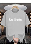 malkoçbey los angeles baskılı oversize unisex basic o yaka t-şhirt