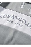 Unisex Los Angeles Baskılı Oversize Parçalı Polo Yaka Fermuarlı Sweatshirt