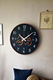 Ahşap Dekoratif Dubhe Allah C.C. Muhammed Gümüş Aynalı - Kahverengi   Duvar Saati 48cm