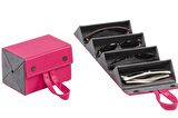 Look Rich El Yapımı Deri 4'lü Gözlük Taşıma Ve Saklama Çantası- Pembe