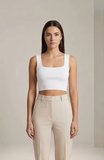 Kadın Beyaz Kalın Askılı Crop Top Büstiyer – Modern ve Şık Tasarım