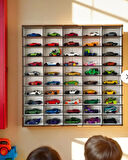 Araba Rafı 50'li Beyaz Renk (HOTWHEELS VE MATCBOX ARABA IÇİN UYGUNDUR) Çocuk Oyuncak Araba Rafı