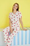 Dantel Love Garden Kalpli Kısa Kollu Kadın Pijama Takımı 