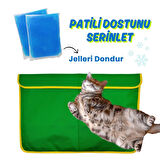 Miyav Yeşil Serinletici Kedi Minderi (60x40 cm) – 2 Termo Jel Dahil