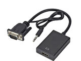 VGA To HDMI Dönüştürücü Kablo, Ses Destekli, 50 Cm, Tak Çalıştır, 1080p/60Hz,