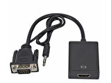 VGA To HDMI Dönüştürücü Kablo, Ses Destekli, 50 Cm, Tak Çalıştır, 1080p/60Hz,