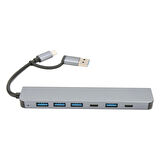 Type-C 7in1 Usb 3.0 Hub, USB/Type-c To USB A, USB C Macbook uyumlu Çevirici,