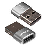 TYPE-C Dişi TO USB Erkek Metal Gövdeli OTG Çevirici, Hytech HY-XO33,