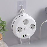 VEA 7 in 1 , Akım Korumalı Grup Priz, 3'LÜ, Anahtarlı, 3 Usb, 1 Type-c, 1.5 Metre Kablolu, Kablosu Toplanabilir Makaralı, 850 Derece Isıya Dayanıklı