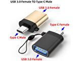 USB3.0 to Type C Çevirici Dönüştürücü OTG Adaptör, Süper Hızlı,