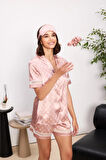Saten Biyeli Kadın Pijama Takımı - 1325 Brandy