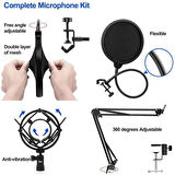 Profesyonel Stüdyo Mikrofonu 3.5mm Jack Girişli Youtuber Kondenser Full Set Studıo Mıcrofon Kit