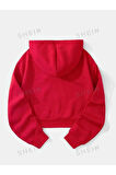 Çocuk Brooklyn  Baskılı Oversize Kapüşonlu  Crop Sweatshirt Hoodie