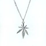 Marihuana Taşsız 3D 60 cm Figaro Zincir Gümüş Kolye