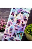 Shining magic model-4 glitter kabartma şeffaf telefon tablet çocuk sticker etiket çıkartma