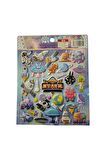 19,5  X18 cm Orta Boy uzay space gezegen mekik Puffy genç çocuk kız erkek etiket çıkartma sticker