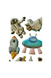 19,5  X18 cm Orta Boy uzay space gezegen mekik Puffy genç çocuk kız erkek etiket çıkartma sticker