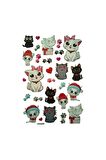 20 X13cm Orta Boy cat-2 kedi Kabartmalı Puffy çocuk kız erkek etiket çıkartma sticker