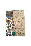 28,5 X13cm Büyük Boy uzay astronot mekik gezegen kabartmalı Puffy boyamalı etiket çıkartma sticker