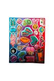 20x25cm Büyük Boy graffiti vintage trend model-6 çocuk genç çıkartma telefon tablet etiket sticker