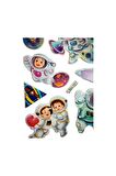 Kabartmalı Space uzay planet astronot model-4 Puffy çocuk kız erkek etiket çıkartma sticker