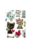 20 X13cm Orta Boy cat kedi Kabartmalı Puffy çocuk kız erkek etiket çıkartma sticker
