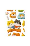 19,5  X18cm Orta Boy kedi cats çocuk genç Puffy etiket çıkartma sticker
